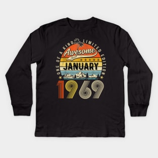 Awesome Since January 1969 Vintage 54th Birthday Kids Long Sleeve T-Shirt